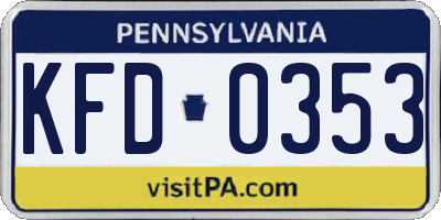 PA license plate KFD0353