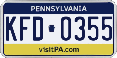 PA license plate KFD0355