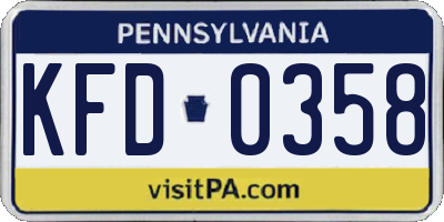PA license plate KFD0358