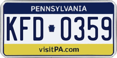 PA license plate KFD0359