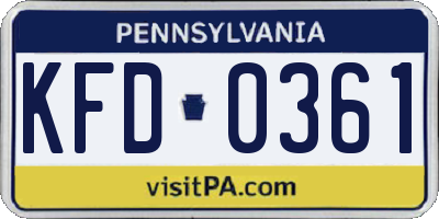 PA license plate KFD0361