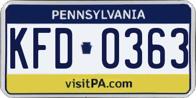PA license plate KFD0363