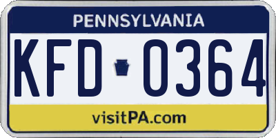 PA license plate KFD0364