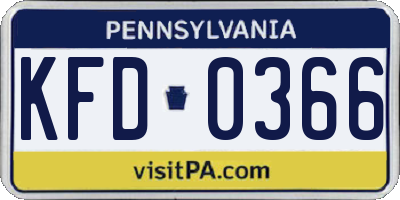 PA license plate KFD0366
