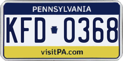 PA license plate KFD0368