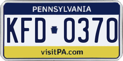 PA license plate KFD0370