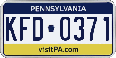 PA license plate KFD0371