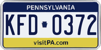 PA license plate KFD0372