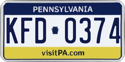 PA license plate KFD0374