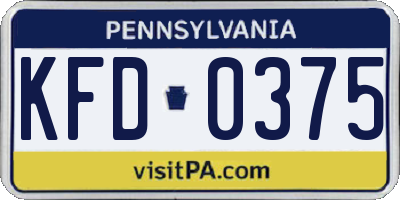 PA license plate KFD0375