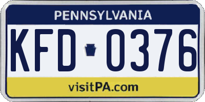PA license plate KFD0376