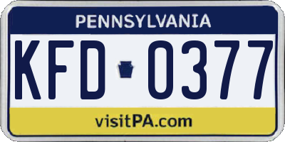 PA license plate KFD0377