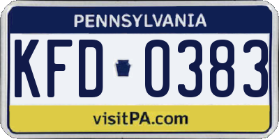 PA license plate KFD0383