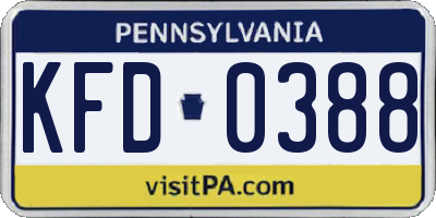 PA license plate KFD0388