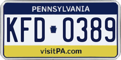 PA license plate KFD0389