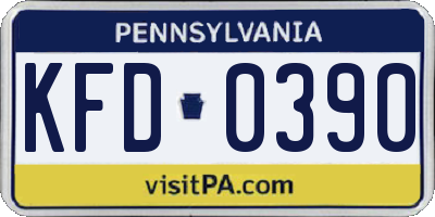 PA license plate KFD0390