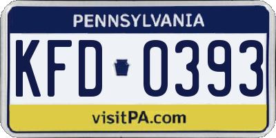 PA license plate KFD0393
