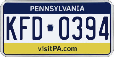 PA license plate KFD0394