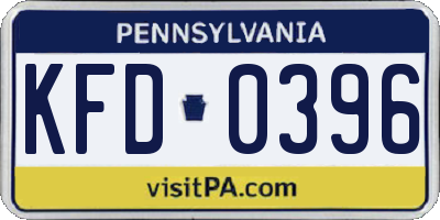 PA license plate KFD0396