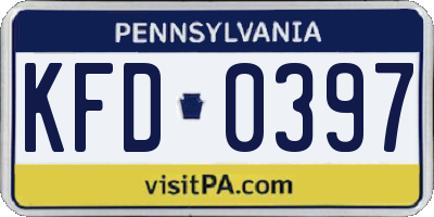 PA license plate KFD0397