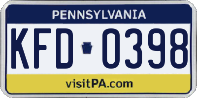 PA license plate KFD0398