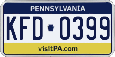 PA license plate KFD0399