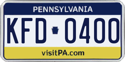 PA license plate KFD0400
