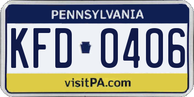 PA license plate KFD0406