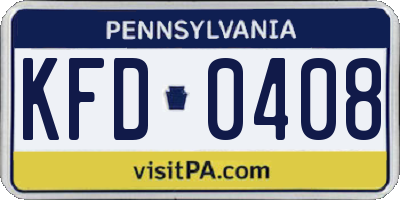 PA license plate KFD0408