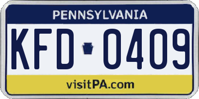 PA license plate KFD0409