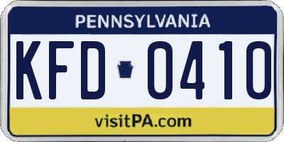 PA license plate KFD0410