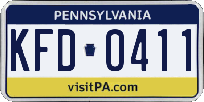 PA license plate KFD0411