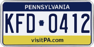 PA license plate KFD0412