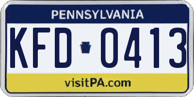 PA license plate KFD0413