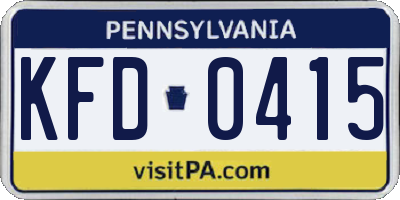 PA license plate KFD0415