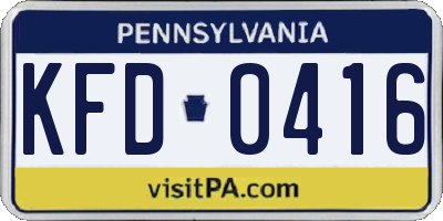 PA license plate KFD0416