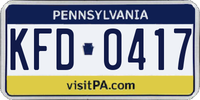 PA license plate KFD0417