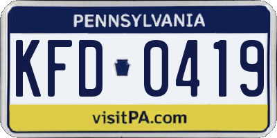 PA license plate KFD0419
