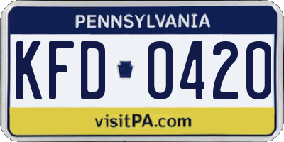 PA license plate KFD0420