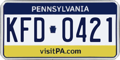 PA license plate KFD0421