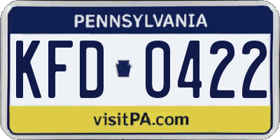 PA license plate KFD0422