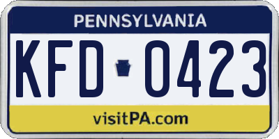 PA license plate KFD0423