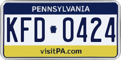 PA license plate KFD0424