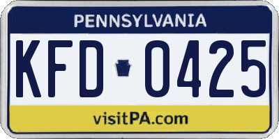PA license plate KFD0425