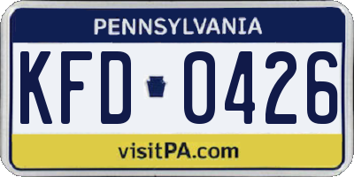 PA license plate KFD0426