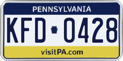 PA license plate KFD0428
