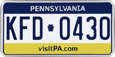 PA license plate KFD0430