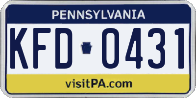 PA license plate KFD0431