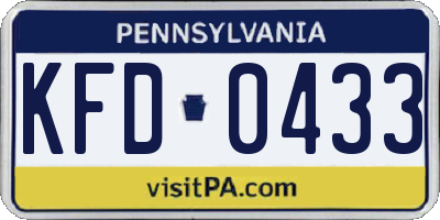 PA license plate KFD0433