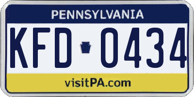 PA license plate KFD0434